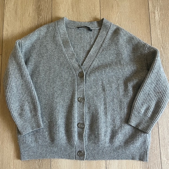 Jenni Kayne 100% Cashmere Gray Cocoon Women's Cardigan Size S - Picture 3 of 6